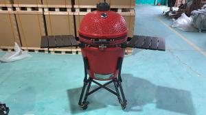 Quality Ceramic Pizza Charcoal Kamado Grill Bamboo Shelves And Handle wholesale