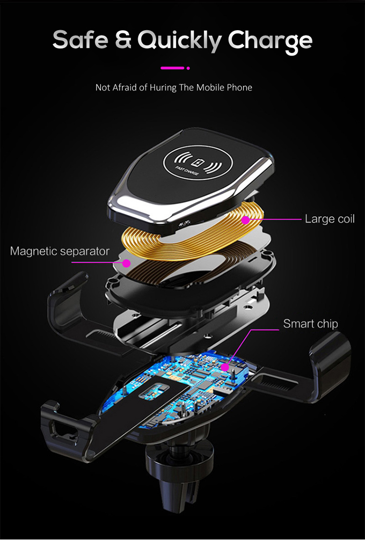 Portable Type C QI Standard 10W Smart Sensor Phone Holder