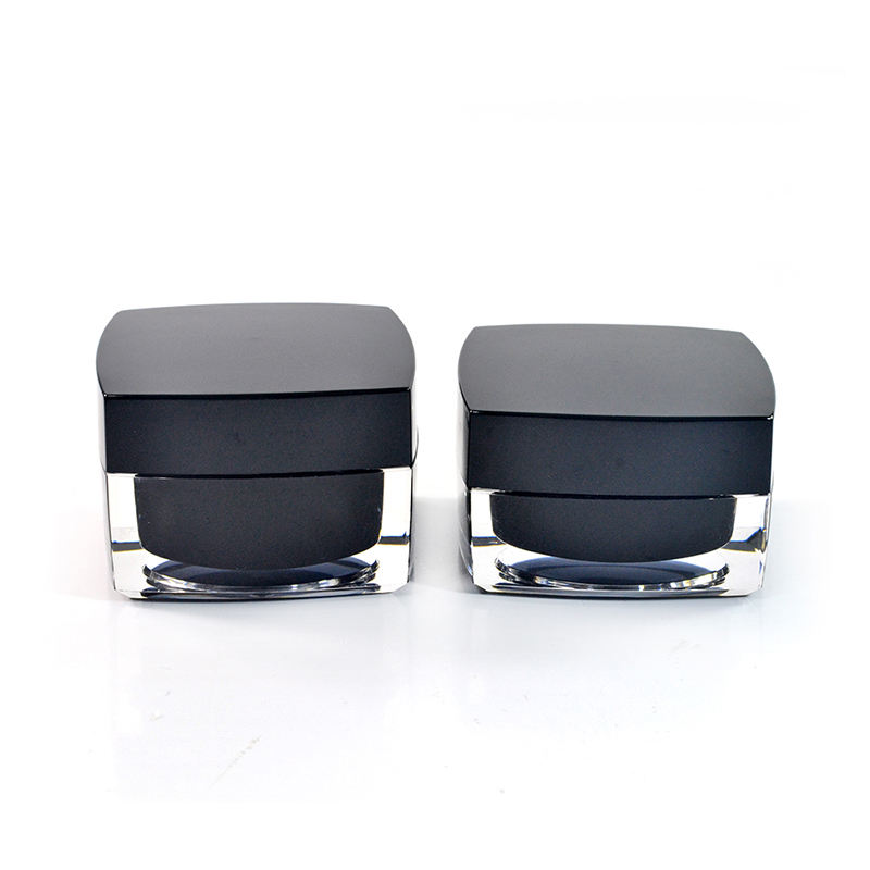 30g Black Square Acrylic Plastic Cream Container Jar For Uv Gel Cosmetic Packaging
