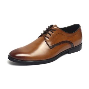 Quality Breathable Brown Lace Up Mens Leather Dress Shoes wholesale