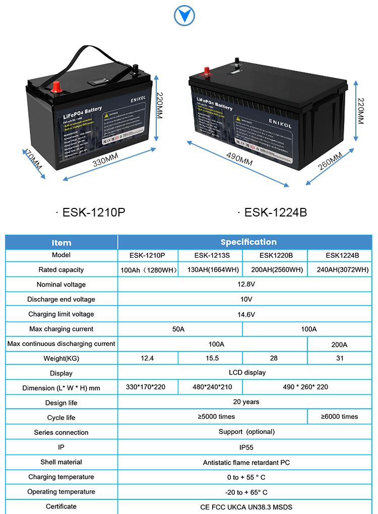 240ah RV LiFePo4 Battery Energy Storage 12V 100ah Lifepo4 Solar Lithium Ion Battery