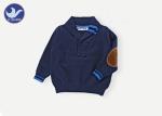 Long Sleeves Boys Shawl Neck Sweater / Jumper , Boys Wool Jumper Fake Suede