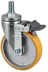 Quality 6746-86A Ball Bearing Edl Medium 6&quot; 300kg Threaded Brake TPU Caster for Heavy Loads wholesale