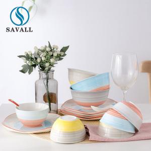 Quality Savall HoReCa Round Colored Porcelain Dinnerware Rustic Porcelain Plate Set LFGB certificate wholesale