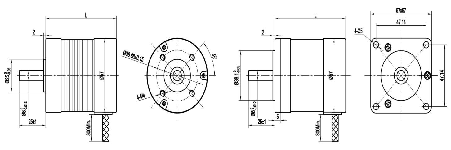 57mm Round Brushless DC Gear Motor 4000RPM46W 36 Volt 4000RPM