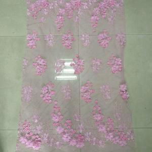 Quality Polyester 3D flower embroidered Lace fabric with bead for women garments wholesale