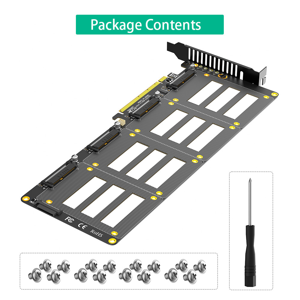 U.2 to PCI-e Riser Adapter PCIe4.0 X16 to 2.5" U.2 (SFF-8639) SSD Expansion Card