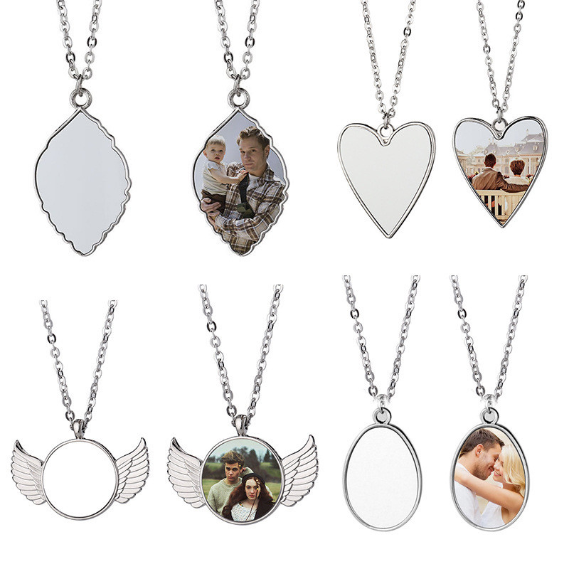 Custom Photo Printing Oval Shape Sublimation Necklace With Aluminum Insert For Sublimation Heat Transfer Printing