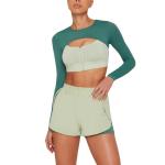 Double-padded yoga suit, solid-color zip-up, long-sleeved blazer, women's