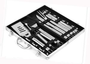 Quality Wholesale Small Quantity 18PCS Stainless Steel BBQ Tool With Aluminum Box For Outdoor Tool wholesale