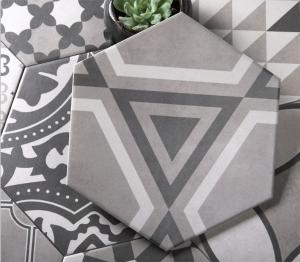 Quality Hexagon White And Black 8'X9.2' Modern Porcelain Tile Matte Finished wholesale