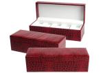 Red Mens Luxury Watch Case , Rectangle MDF + Velvet Women'S Watch Case