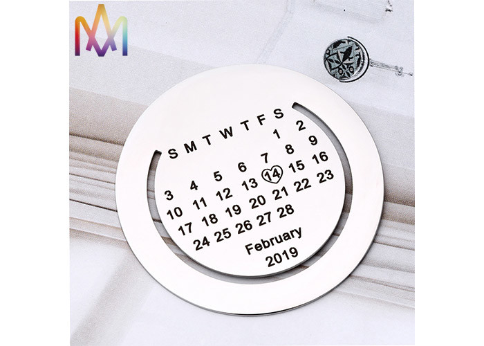45mm Calendar Name Bookmarks Engraved Charm Tags