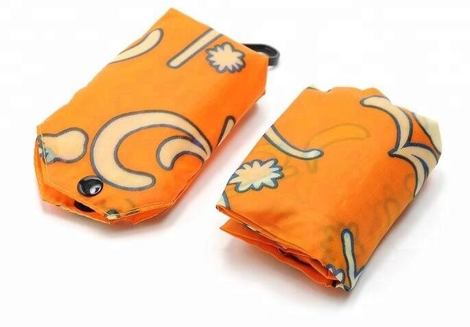 Recycled Foldable Nylon Polyester Tote Bag with logos polyester shopping bag Custom advertising handle non woven bag PAC