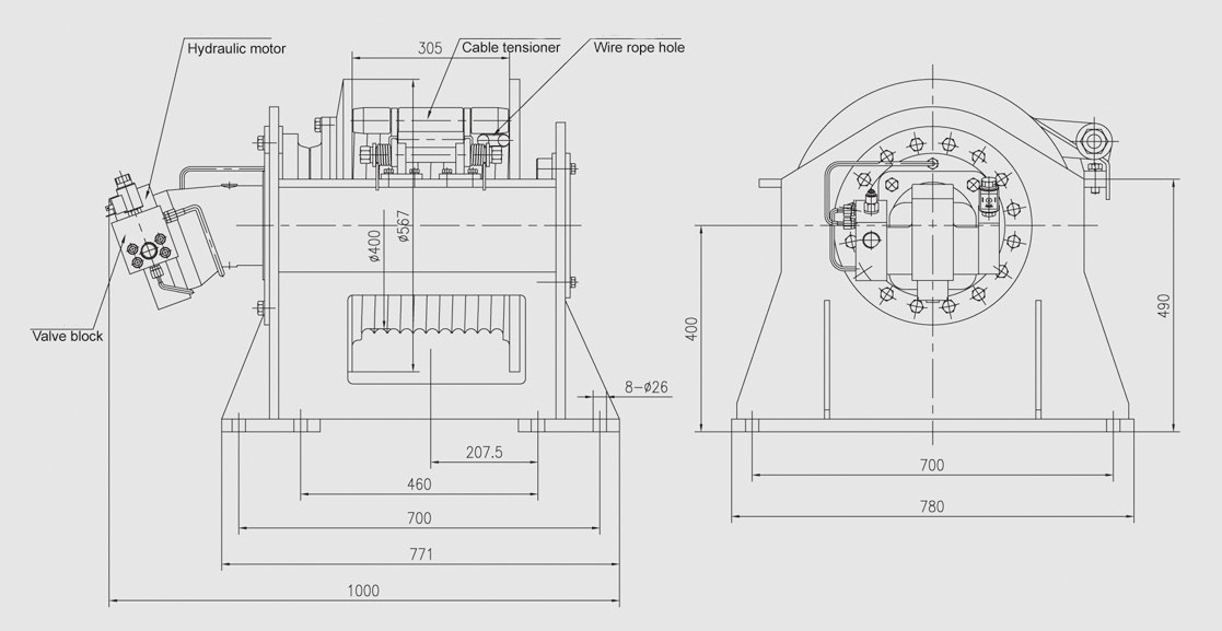 11 Ton 24250lbs Hydraulic Hoist Winch High Speed