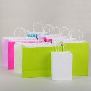 Quality Solid Coloured Kraft Paper Bags Recyclable Environmentally Friendly For Shopping wholesale
