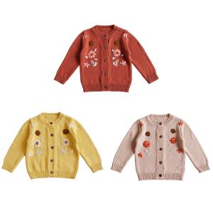 Quality Simplee kids Baby Girl Thin Sweater Solid Cardigans with embroidery button down for Toddler 0-16Years wholesale
