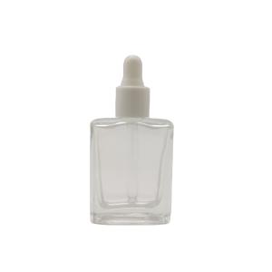 Quality Square Transparent Cosmetic Glass Lotion Bottles With Dropper 1oz 2oz wholesale