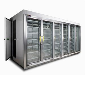 Quality Glass Door Polyurethane Cold Stroage Room Supermarket Milk Drinks Walk In Cooler wholesale