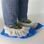 Non Woven PP PE Shoe Cover Plastic Blue Cleanroom Disposable Anti Slip Shoe