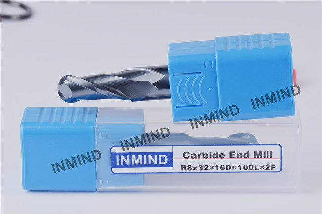 HRC55 TiSiN Coating Ball Nose End Mill High Precision 0.5 UM grain size , AOL 100 mm