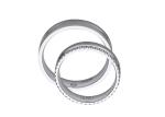 18K Diamond Circular Grooved Couple Wedding Rings Design In Gold