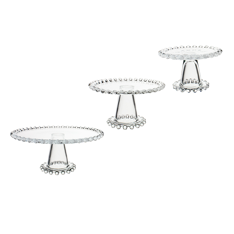 1-3 cake stand set eco-friendly lead-free crystal transparent dome glass cake stand
