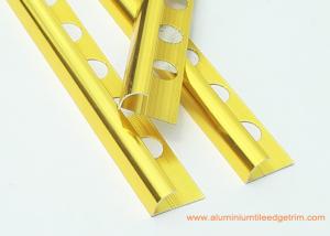 Quality Round Anodized Aluminium Tile Edge Trim Polished Gold 10mm x 2.5mm wholesale
