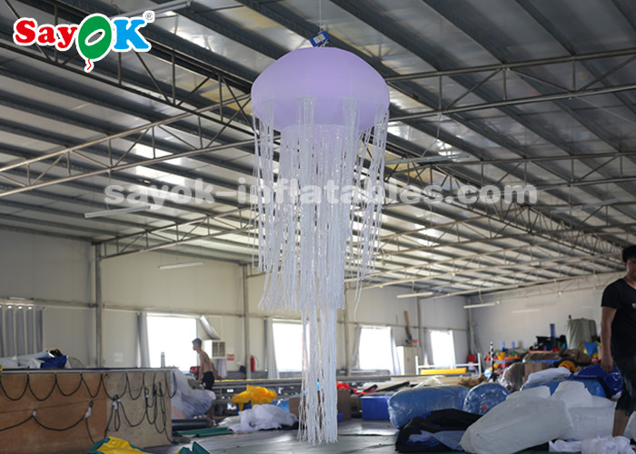 1.5m Glowing with 16 Colors Inflatable Hanging Jellyfish For Rental Business