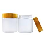 Amber Body Plastic Makeup Containers , Clear Cosmetic Containers With Bamboo Lid