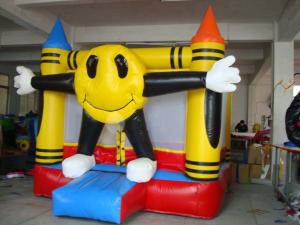 Quality 3m Yellow Inflatable Amusement Park With Smileface Mini Bouncer wholesale