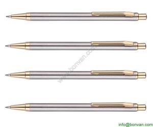 Quality silver click gift ball point pen, silver metal pen wholesale