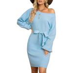 Knit Solid Color Slim Women'S Long Sleeve Off - Shoulder Dress Clothing For