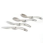9*4cm Foldable Kitchen Flatware Sets 304 Stainless Steel Fork Spoon For Camping