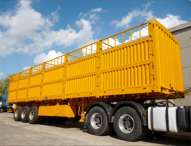 Top - Class Steel Frames 3 Axles Side Wall Semi Trailer With Advanced LED Light