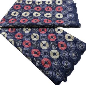 Quality Supoo 100% cotton fabric embroidery fabric Allover Czech Stones voile lace for african fashion clothing fabric wholesale