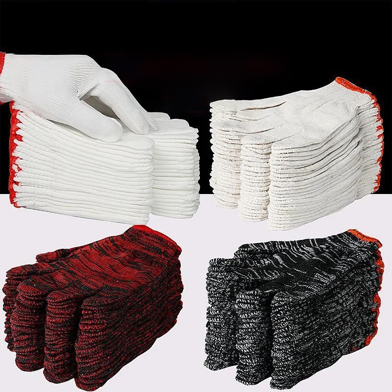Hard-Wearing Deep White Cotton Hand Safety Knitted Work Gloves with Customized Weight