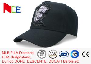 Quality Rhinestone Cotton 5 Panel Baseball Cap Sun Proof 58cm For Adult Eco Friendly wholesale