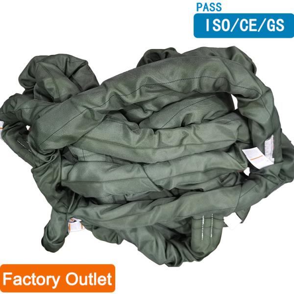 Heavy Duty Olive Polyester Round Sling Jacket Twill Weave Construction Vertical