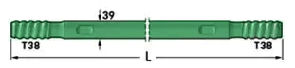 Extention T38 Thread DTH Drill Pipe Rods Male Male Connection 0