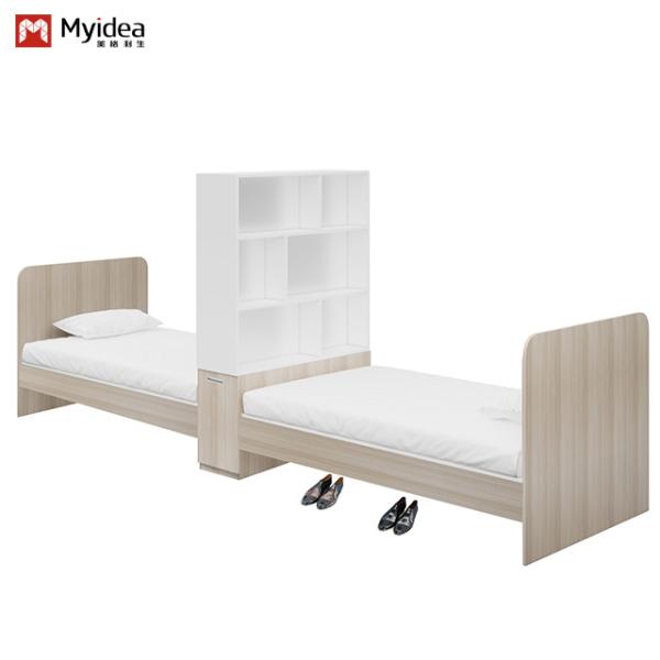 Nordic Style Apartment Hotel Bed Dormitory Furniture With Wardrobe For Luggage