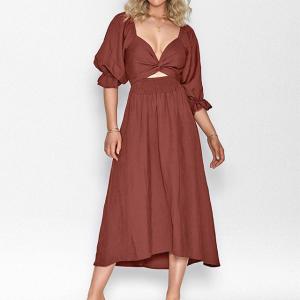 Quality Short Sleeve V-Neck Dresses For Ladies Casual Dresses Knee-Length wholesale