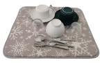 Round Corner Reversible Table Microfiber Dish Drying Mat Gray Printing
