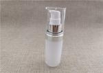White Acrylic Dispenser Bottles , Straight Round Airless Lotion Pump Bottles