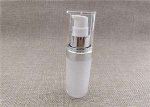 Quality White Acrylic Dispenser Bottles , Straight Round Airless Lotion Pump Bottles wholesale