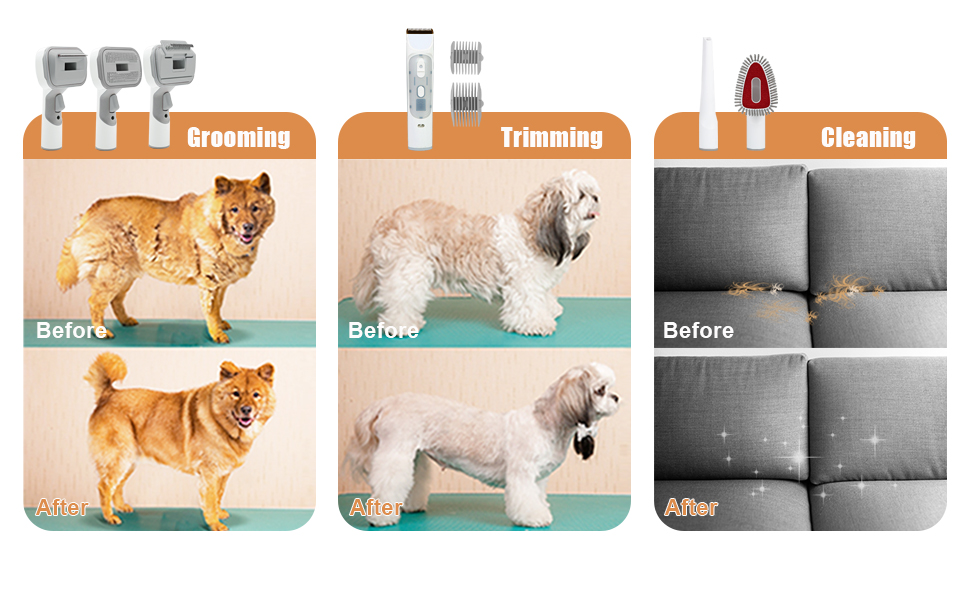 Customizable 300W Pet Grooming Vacuum Tool for Hair Shedding Trimmer Comb Accessories