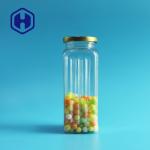 Transparent PET Plastic Jar Dog Treat Food Packaging Square Tinplate Metal Lid
