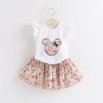 Children'S Outfit Sets Cartoon Floral Top And Skirt Girls Two-Piece