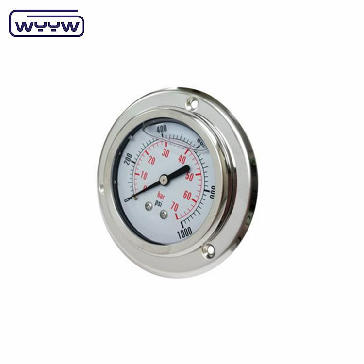 Hydraulic Pressure Gauge Flange SS304 Glycerine Or Silicome Filled Manometer