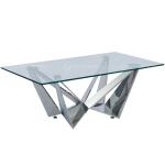 Height 18inch Glass Top Center Table Modern Stainless Steel Coffee Table